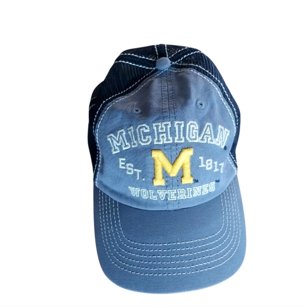 Michigan Wolverines Hat 47 Brand Snapback Mesh Blue Gray Embroidered Logos New